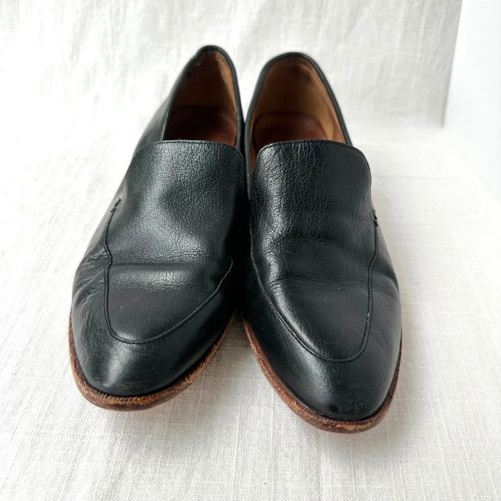 Madewell Frances Loafer True Black Leather Pointed Toe Flat H2419 Womens 7.5